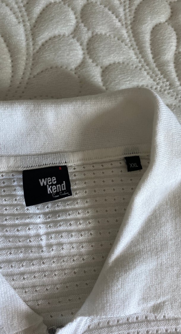 Erkek Beyaz Örgü Kısa Kollu Polo Tişört - Görsel 4