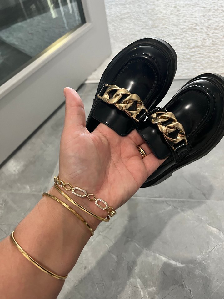 Zincir Detaylı Siyah çocuk loafer - Görsel 5