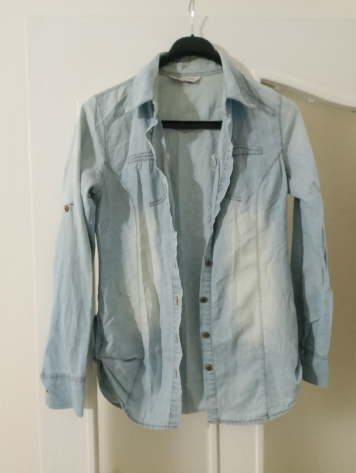 Drapeli Kolsuz Bej Kadın Gömlek - Görsel 3