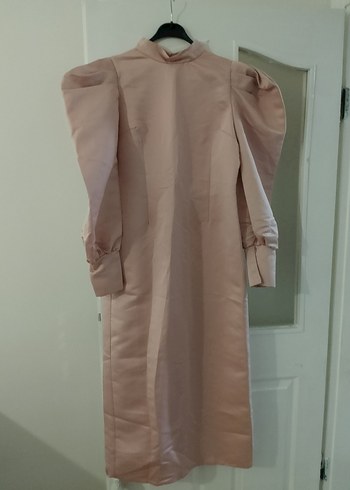 Bej Drapeli Uzun Kollu Kadın Elbise - Görsel 2