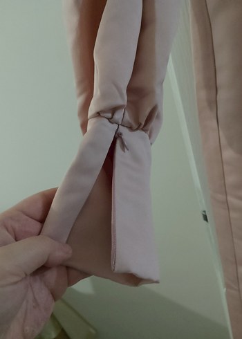 Bej Drapeli Uzun Kollu Kadın Elbise - Görsel 3