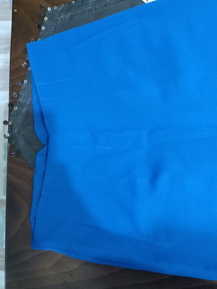 Kadın Mavi Uzun Kumaş Pantolon - Görsel 2