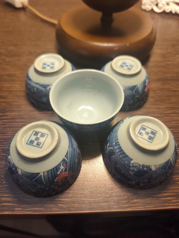 Mavi Ejderha Desenli Seramik Çay Fincanı - Görsel 3