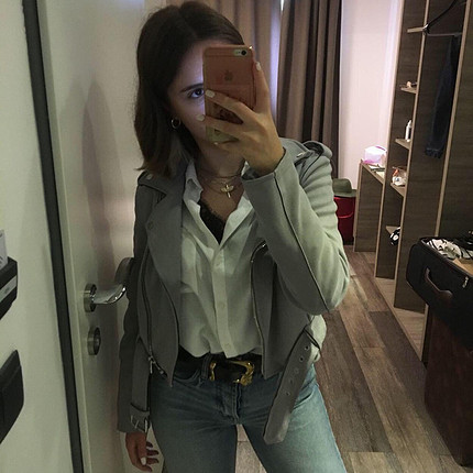 Süet biker ceket