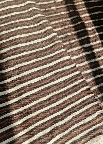 Antika Kahverengi Zebra Desenli Bohem kilim yolluk - Görsel 2