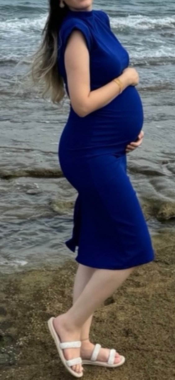 Sade Mavi Midi Elbise - Görsel 2