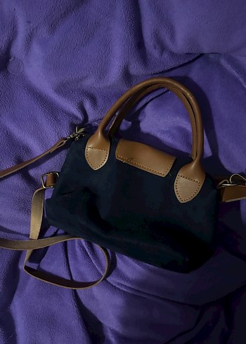 Lacivert Süet Tokalı Kadın Çanta - Görsel 2