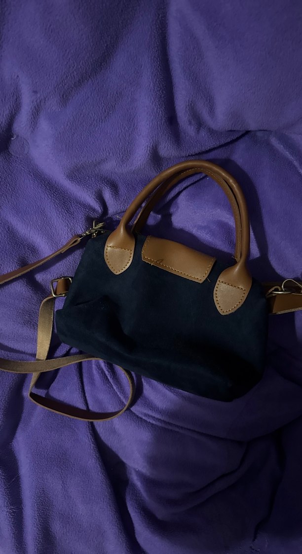 Lacivert Süet Tokalı Kadın Çanta - Görsel 2