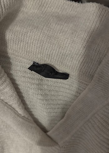 Gri V Yaka Örgü Kadın Kazak - Görsel 2