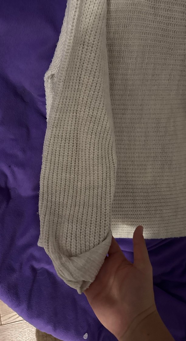 Gri V Yaka Örgü Kadın Kazak - Görsel 5