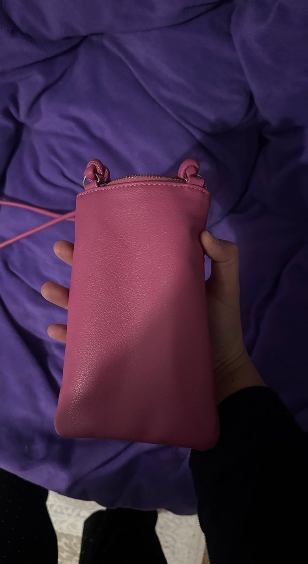 Pembe Deri Fermuarlı Kadın Çapraz Çanta - Görsel 5