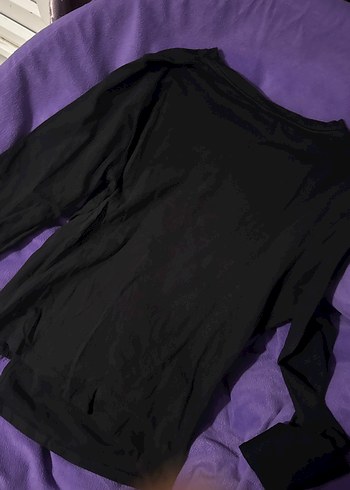 Siyah tek yırtmaç rahat bluz Bluz - Görsel 5