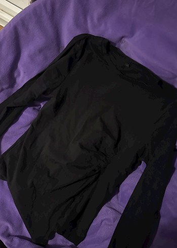 Siyah tek yırtmaç rahat bluz Bluz - Görsel 4