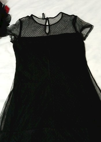 H&M Dantel Detaylı Siyah Dizde Gotik Elbise - Görsel 6