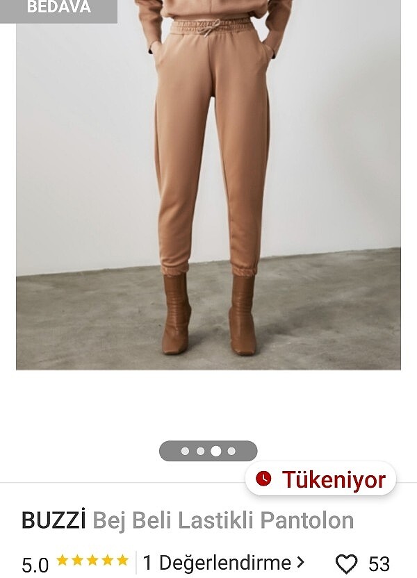 Bej beli lastikli jogger - Görsel 4