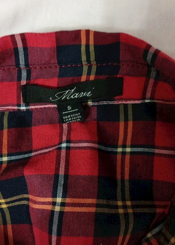 Mavi Kırmızı Ekoseli Düğmeli Kadın Gömlek - Görsel 3