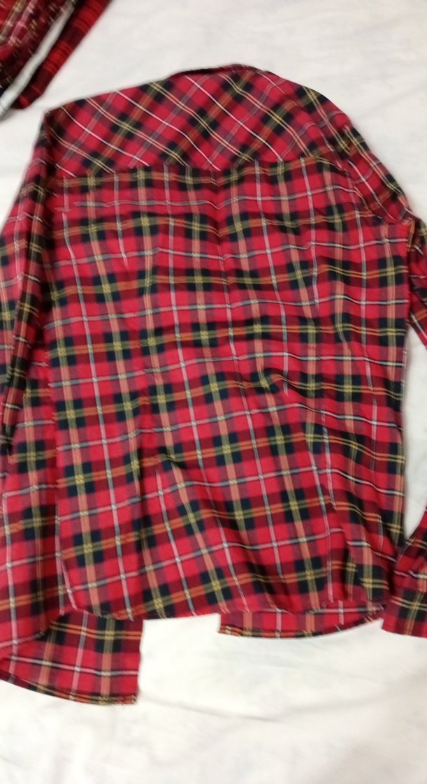 Mavi Kırmızı Ekoseli Düğmeli Kadın Gömlek - Görsel 5