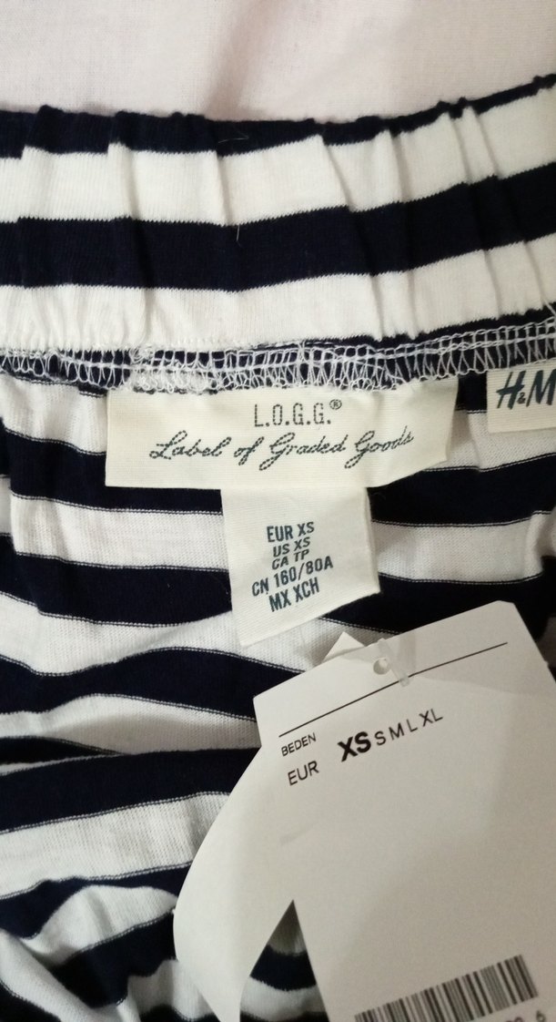H&M Çizgili, Kayık Yaka, Kısa Kollu Midi Elbise - Görsel 3