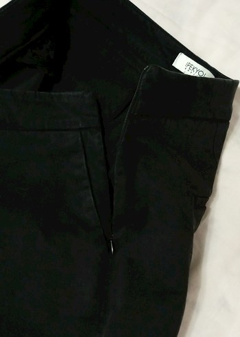 Siyah kanvas Kadın Midi Kumaş Pantolon, bermuda - Görsel 6