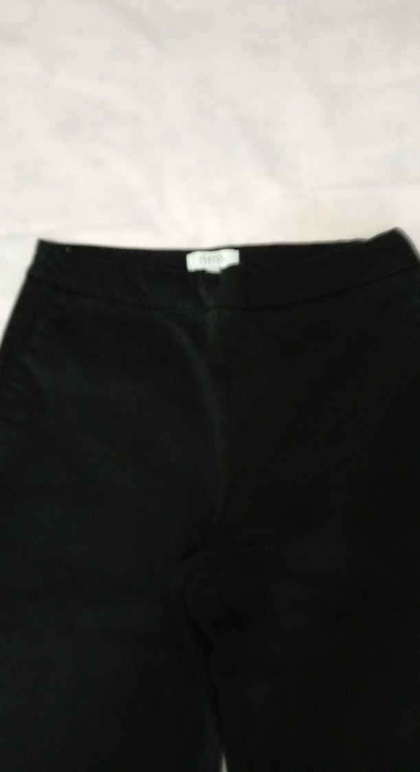 Siyah kanvas Kadın Midi Kumaş Pantolon, bermuda - Görsel 3