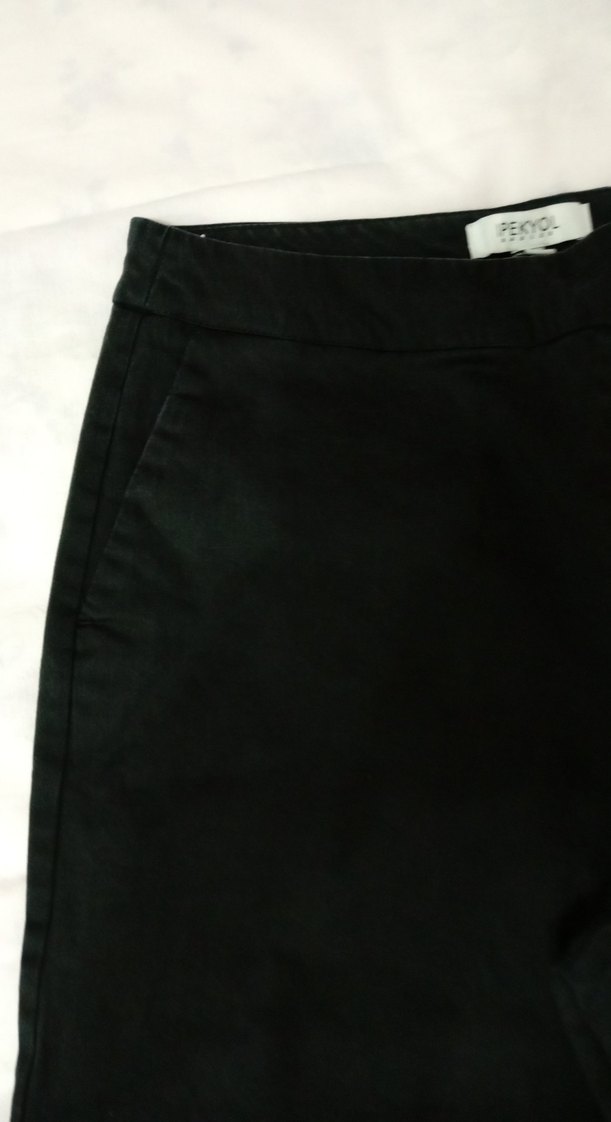 Siyah kanvas Kadın Midi Kumaş Pantolon, bermuda - Görsel 4