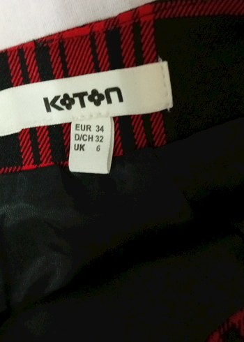 Kemerli Kırmızı Ekose Mini Etek - Görsel 2