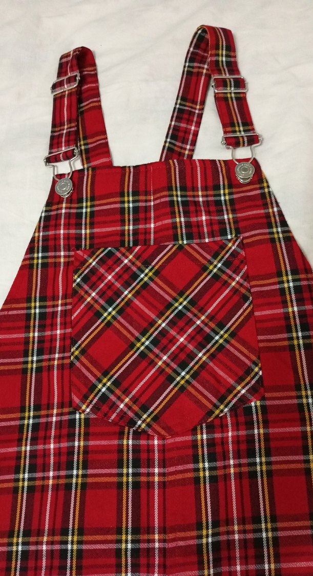 Stradivarious Kızlar için Kırmızı Kareli Askılı salopet - Görsel 2