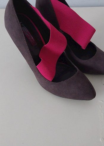 Pembe Baskılı Tokalı Kadın Topuklu Stiletto - Görsel 3