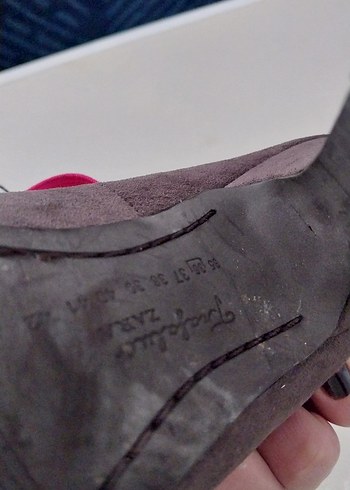 Pembe Baskılı Tokalı Kadın Topuklu Stiletto - Görsel 4