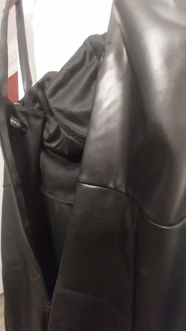 #Kadın Siyah Deri Uzun Gotik Bustiyer elbise - Görsel 4