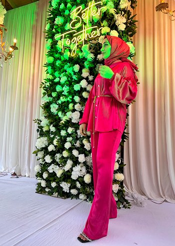 Parlak Pembe Uzun Kollu pantolon takım - Görsel 6