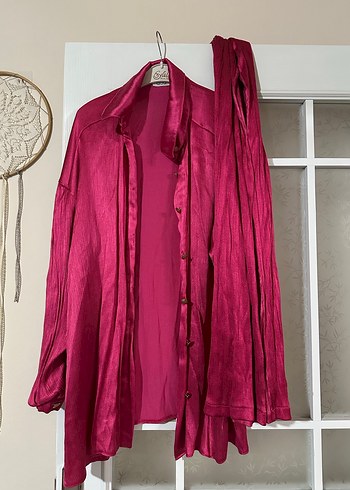 Parlak Pembe Uzun Kollu pantolon takım - Görsel 3