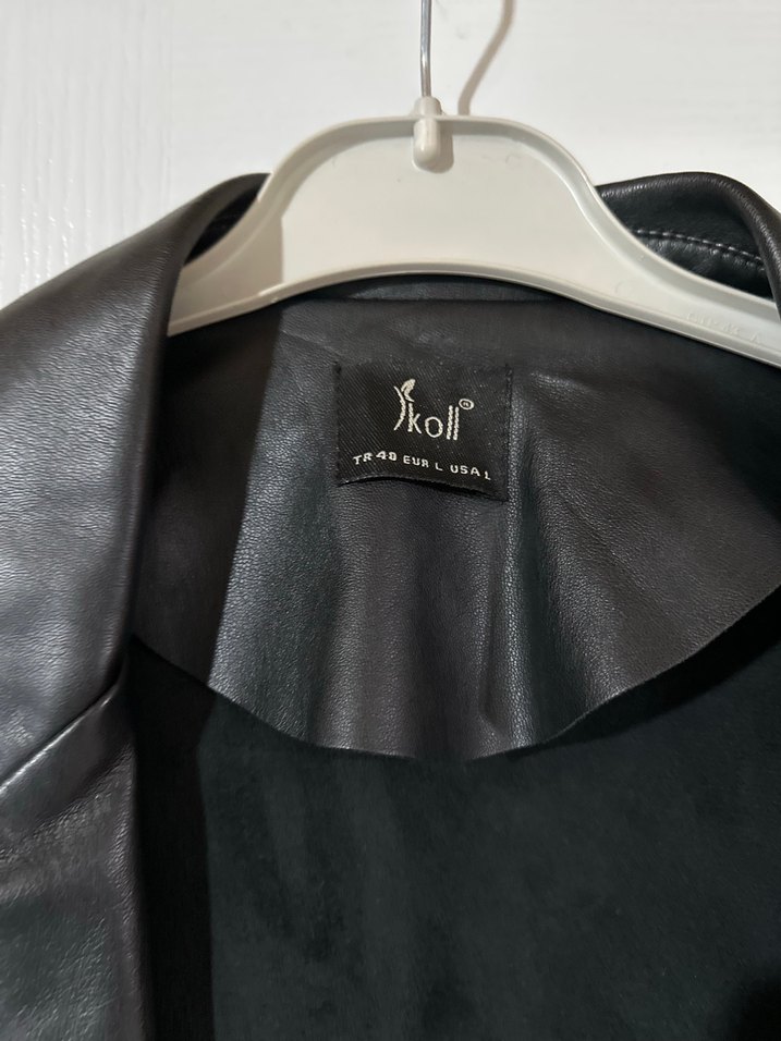 Siyah Deri Kadın Ceket - Görsel 3