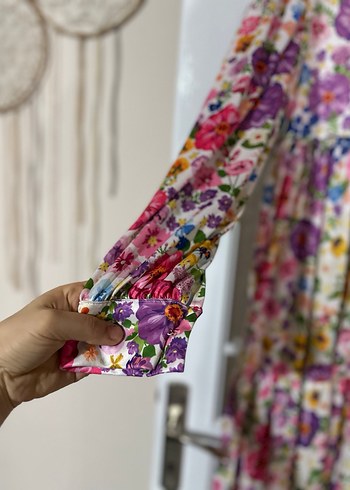 Çiçek Desenli Uzun Bohem Elbise - Görsel 3