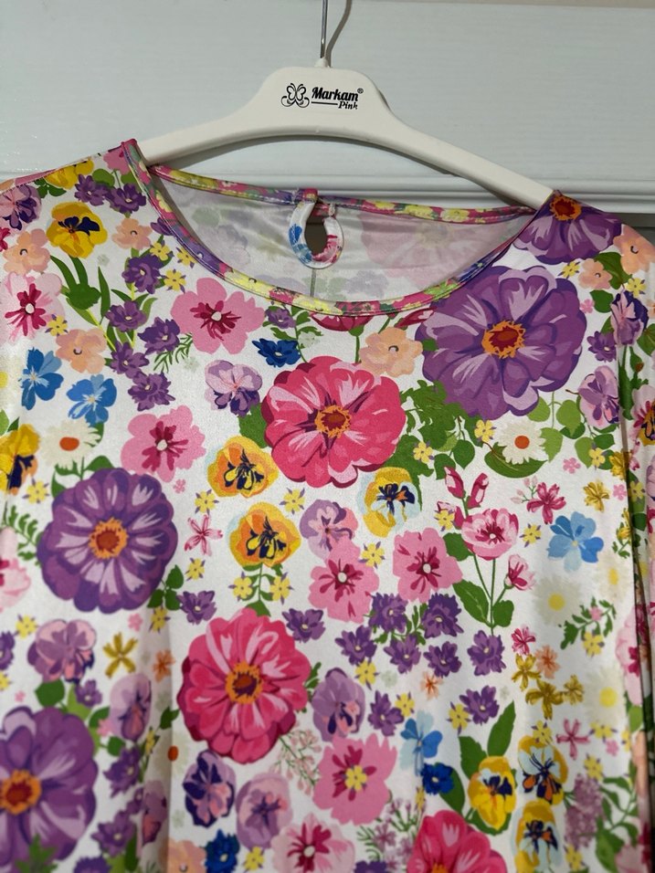 Çiçek Desenli Uzun Bohem Elbise - Görsel 2