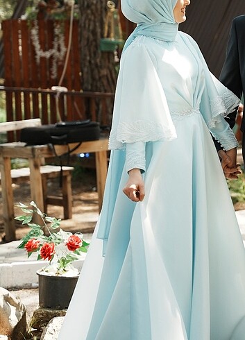 40 Beden mavi Renk Abiye elbise