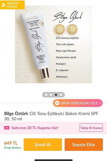 Diğer Bilge Öztürk ton eşitleyici krem