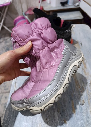 25 Beden Kız Çocuk Fermuarlı Pembe Gri Bot