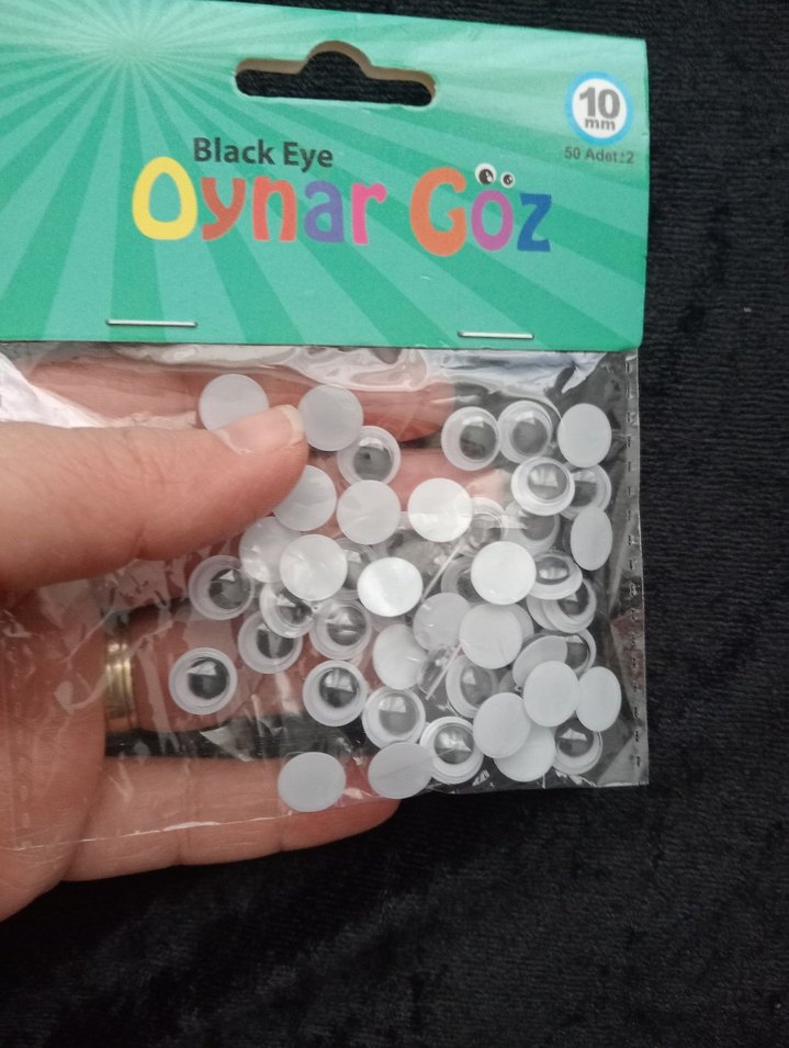 10 mm Siyah Oynar Gözler - 50 Adet - Görsel 2