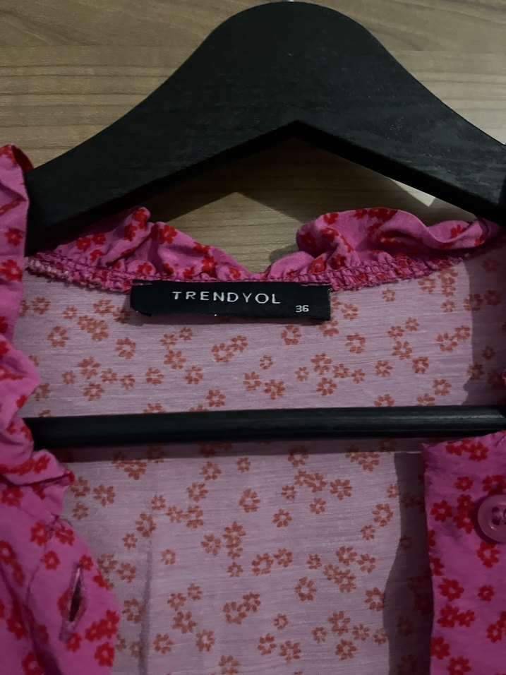 Pembe Uzun Kol Bohem Elbise - Görsel 2