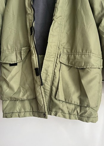 Erkek Çocuk Haki Kemerli Street Wear Kaban - Görsel 4