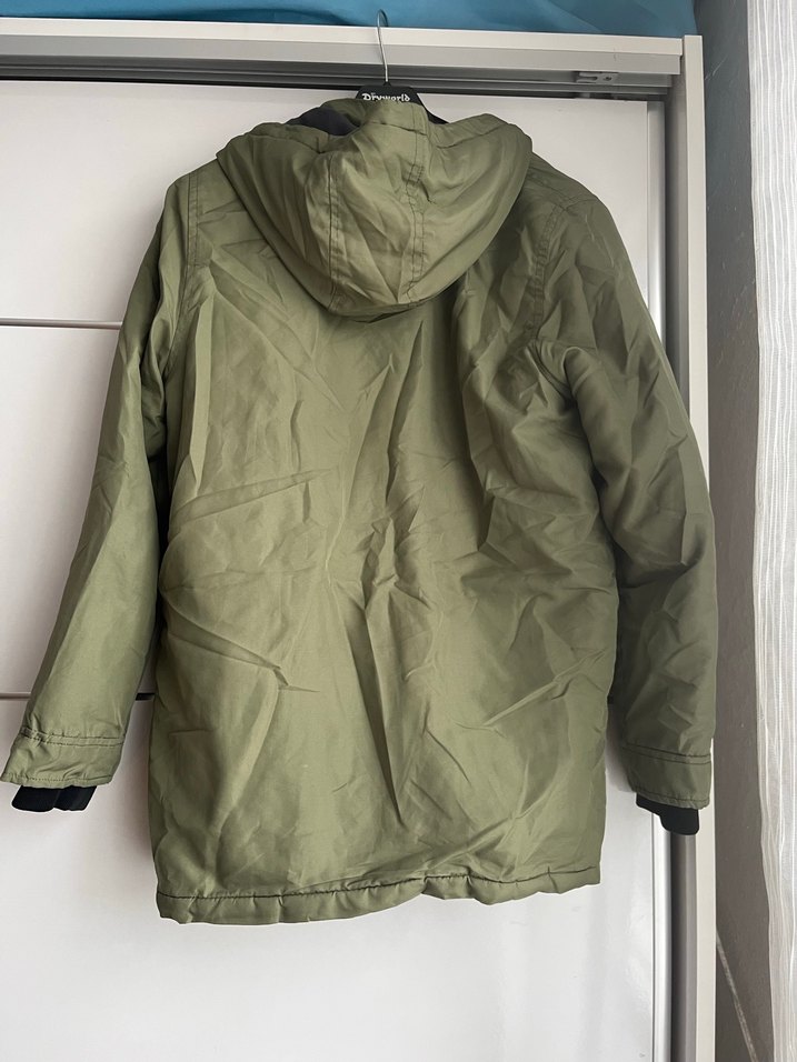 Erkek Çocuk Haki Kemerli Street Wear Kaban - Görsel 5