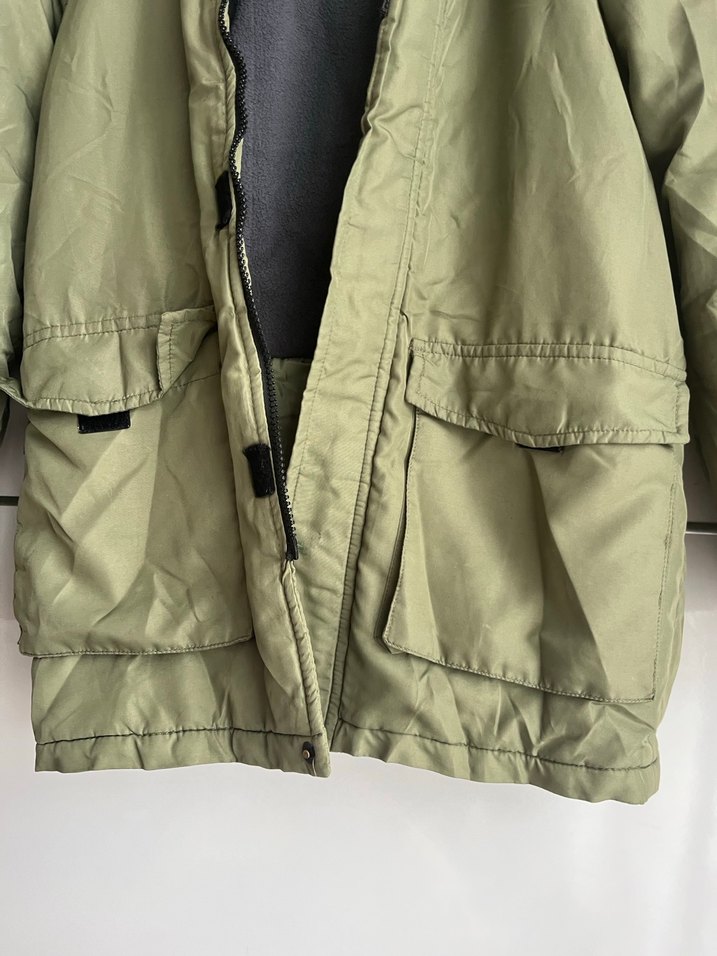 Erkek Çocuk Haki Kemerli Street Wear Kaban - Görsel 4