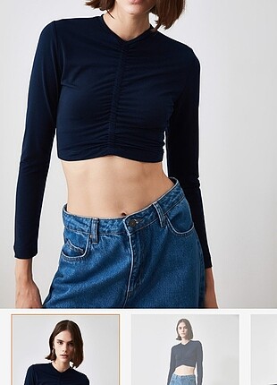 Trendyol Milla lacivert crop üst