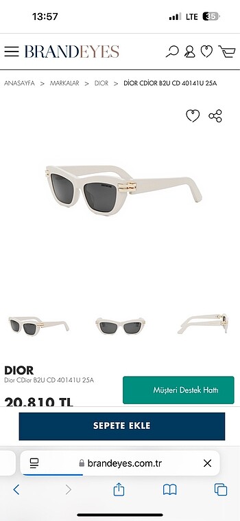 Dior güneş gözlüğü beyaz