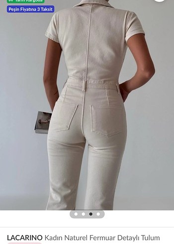 LACARINO Kadın Beyaz Fermuarlı Tulum - Görsel 3