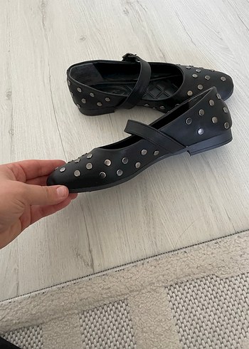38 Beden siyah Renk Siyah Tokalı Puanlı Blok Topuklu Kadın Babet