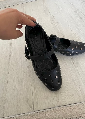 Diğer Siyah Tokalı Puanlı Blok Topuklu Kadın Babet