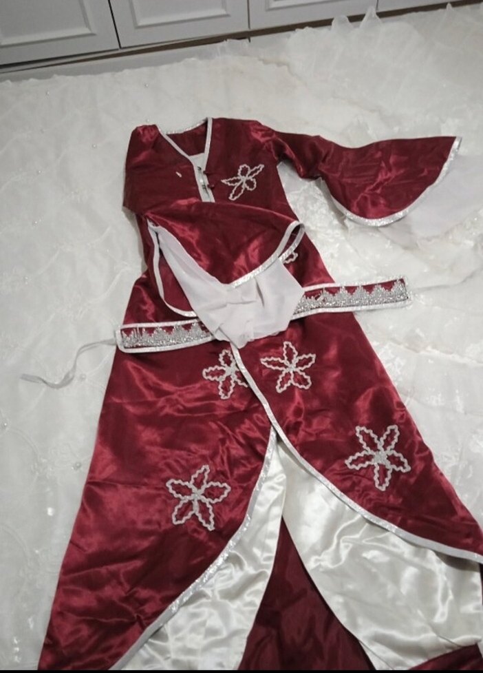 Bordo Nakışlı çocuk kına kostümü - Görsel 2