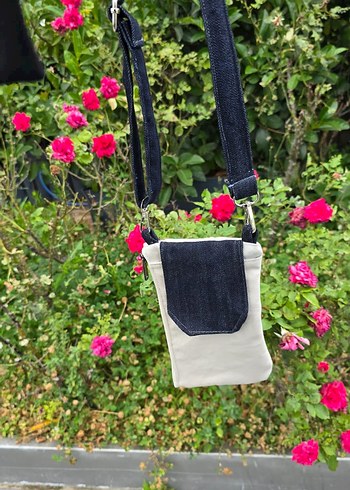 Beyaz Kot Kumaşlı Bel Çantası - Görsel 4